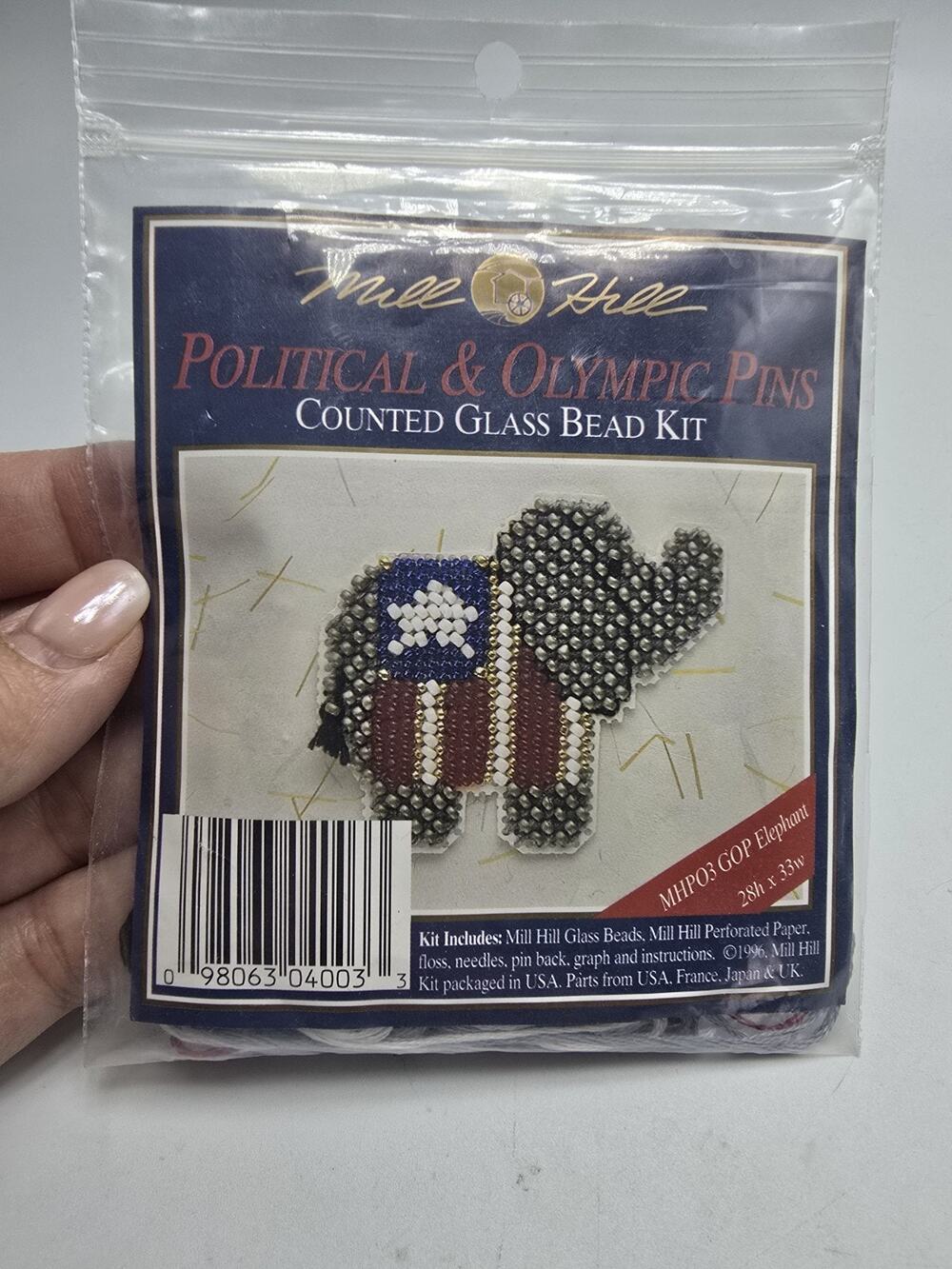 Mill Hill Political + Olympic ELEPHANT Pin Counted Glass Bead Kit MHP03 NoPaper